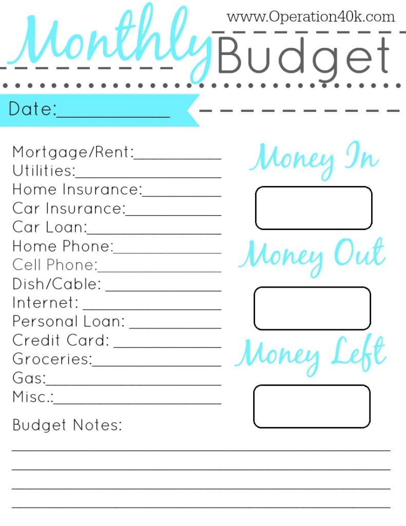 money advice budget planner