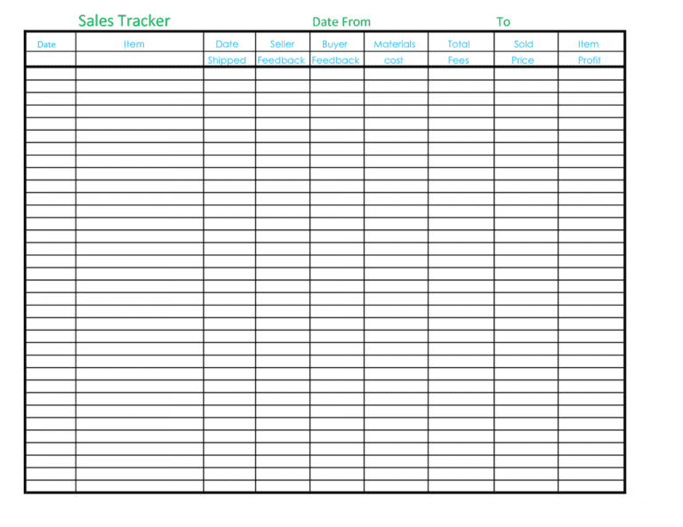 free printable sales tracking sheet —