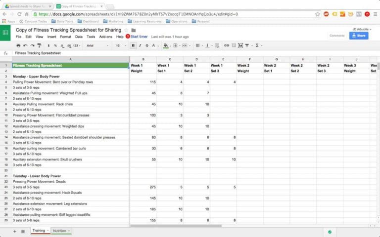 google docs spreadsheet template weekly