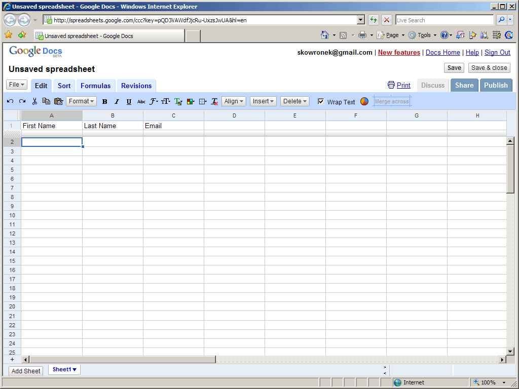 how do you make a spreadsheet in google docs