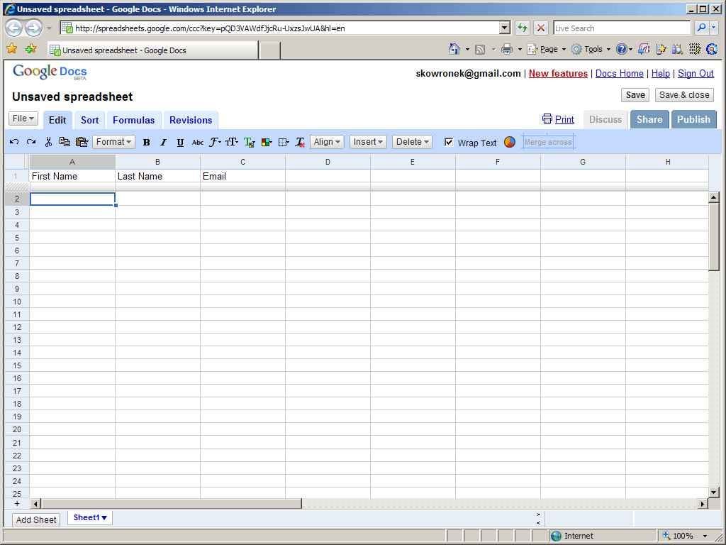 google docs spreadsheet cell size