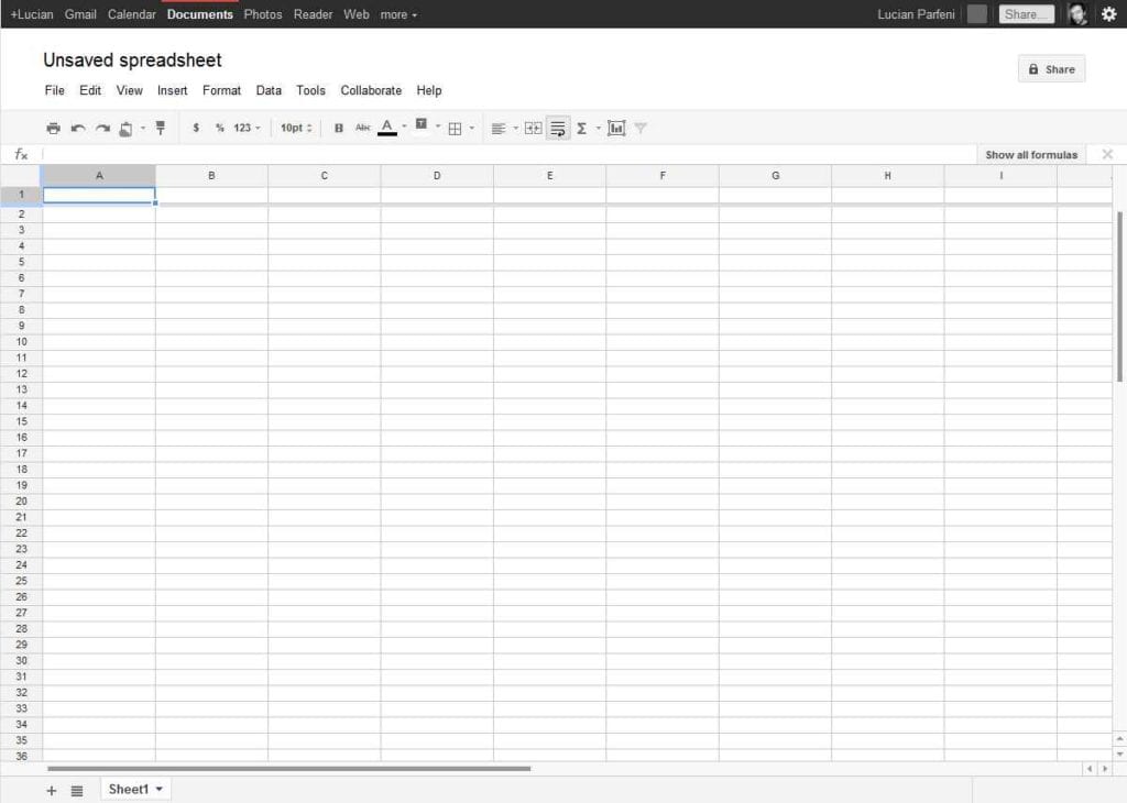 Google Spreadsheets Excel