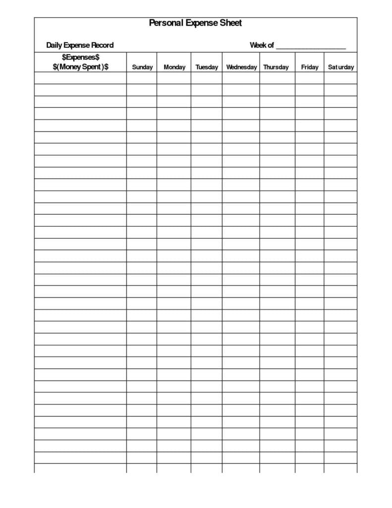 free income and expense log template general