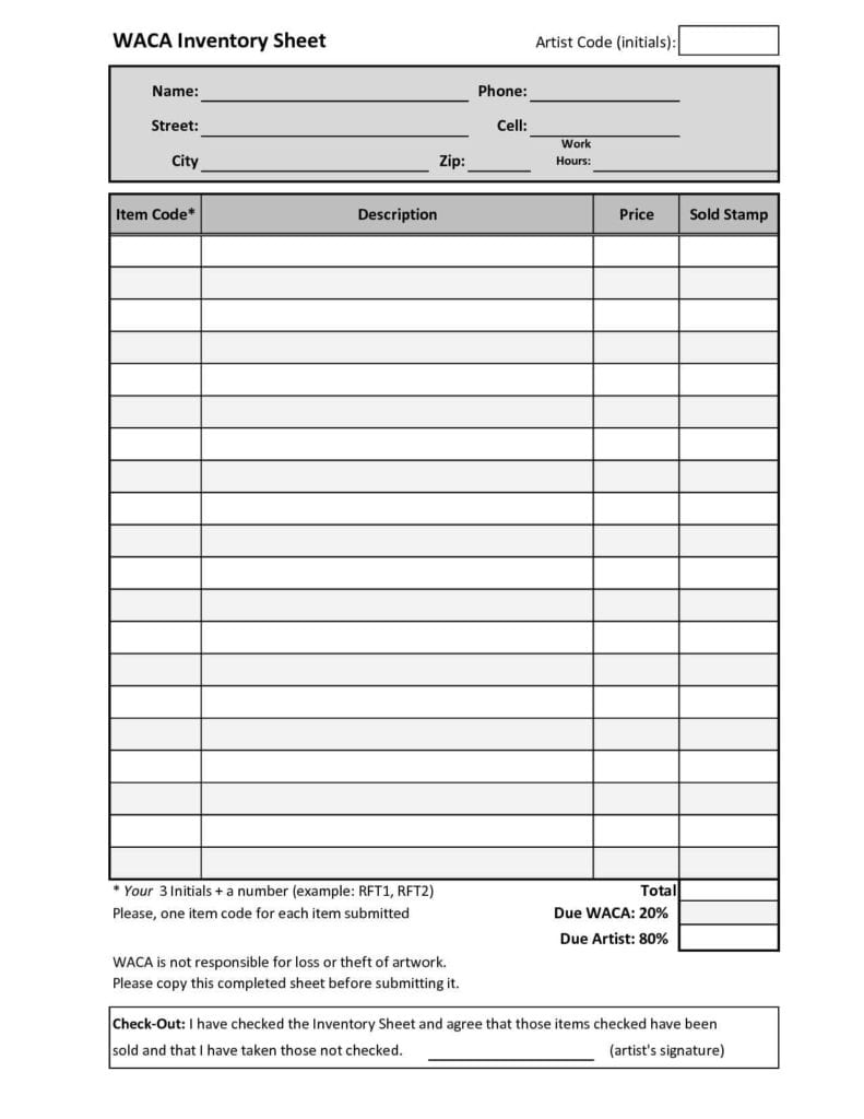 Inventory Control Spreadsheet Template