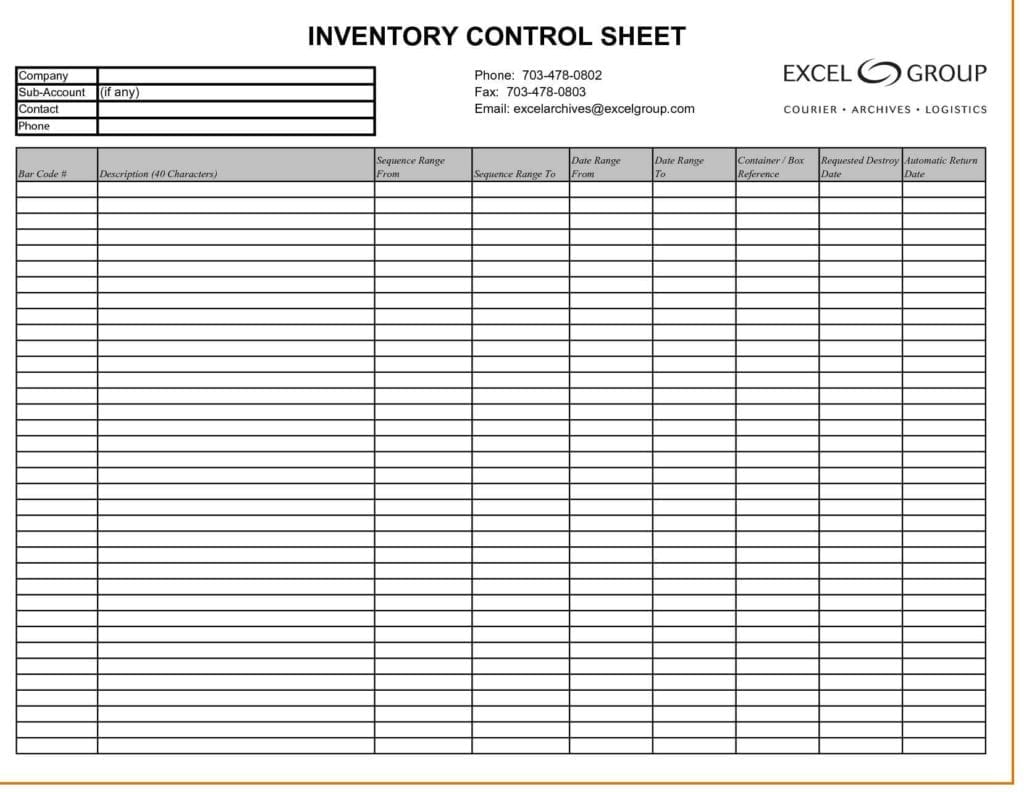 Inventory Control Spreadsheet Template Free Excelxo