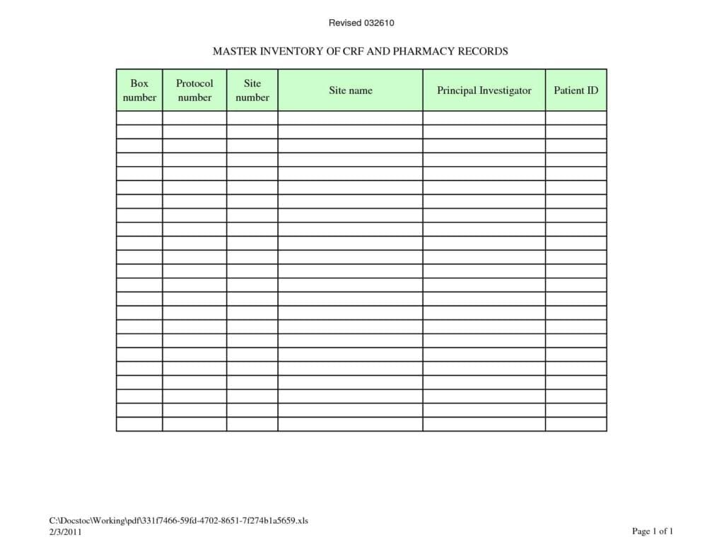Inventory Control Template With Count Sheet Free