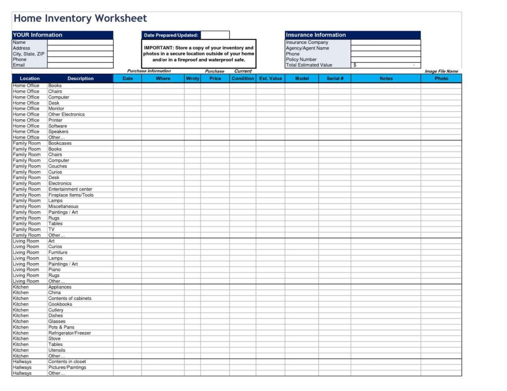 Inventory Sheet For Restaurant1