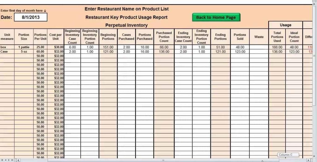 Inventory Spreadsheet Template Excel Product Tracking