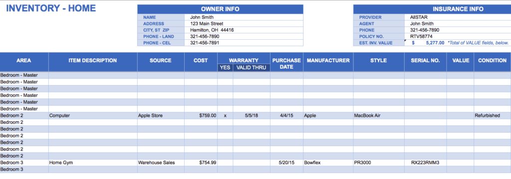 Inventory Tracking Sheet Excel