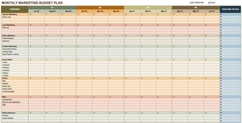 Marketing Calendar Spreadsheet