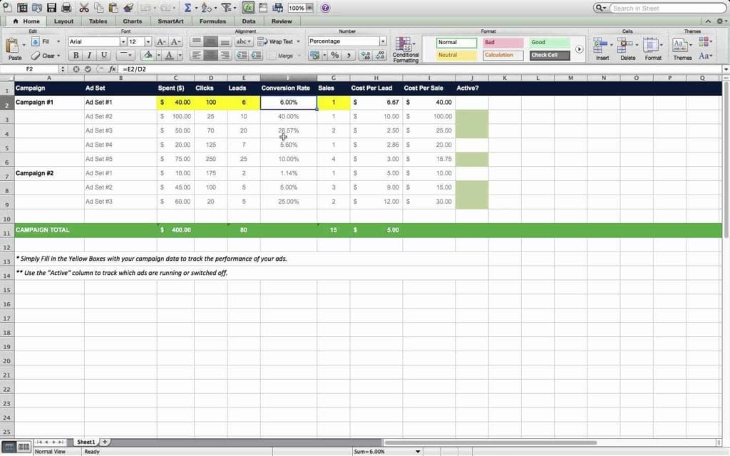 Marketing Plan Excel Spreadsheet