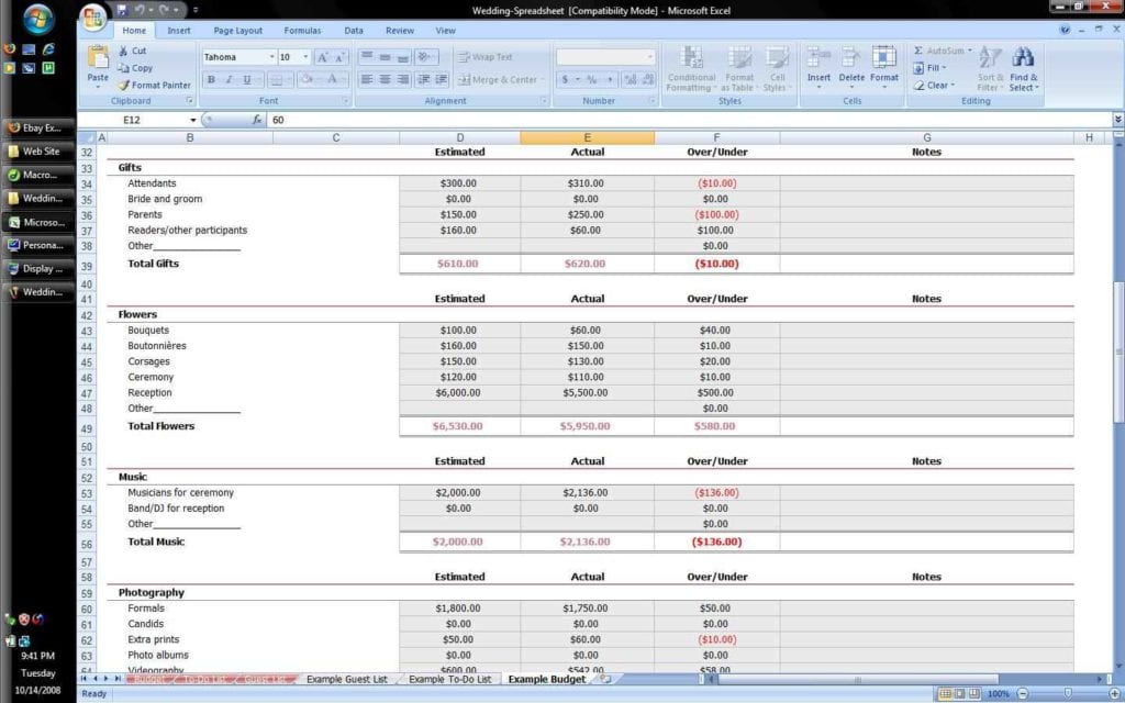 Microsoft Excel Spreadsheet 1