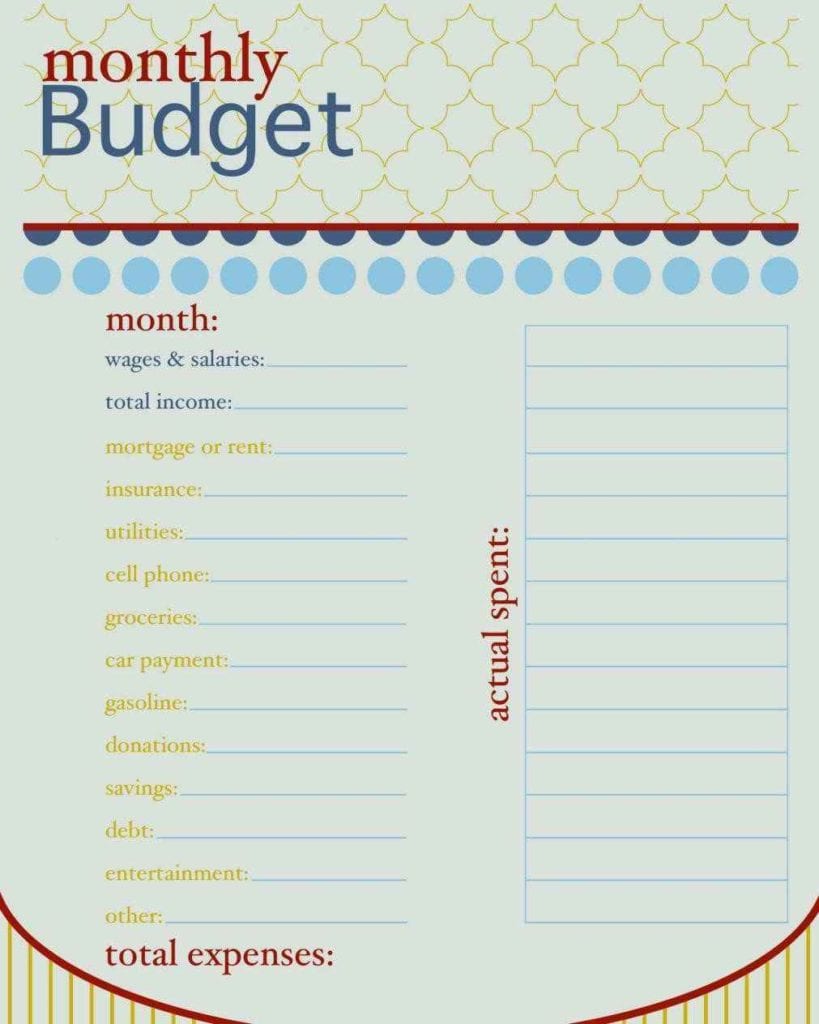 yearly household budget excel