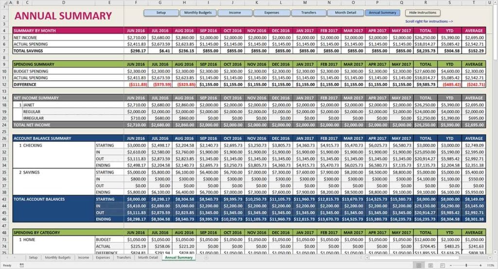 excel calendar year line budget template