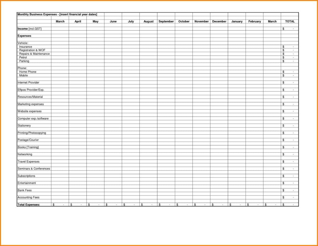 monthly expenses tracker excel