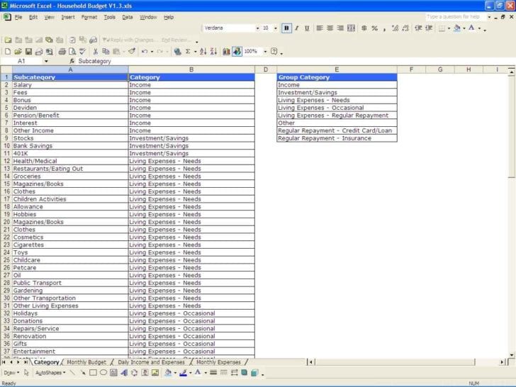 household budget spreadsheet excel