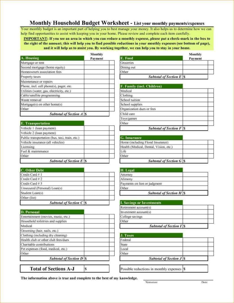 example excel sheet for monthly expenses