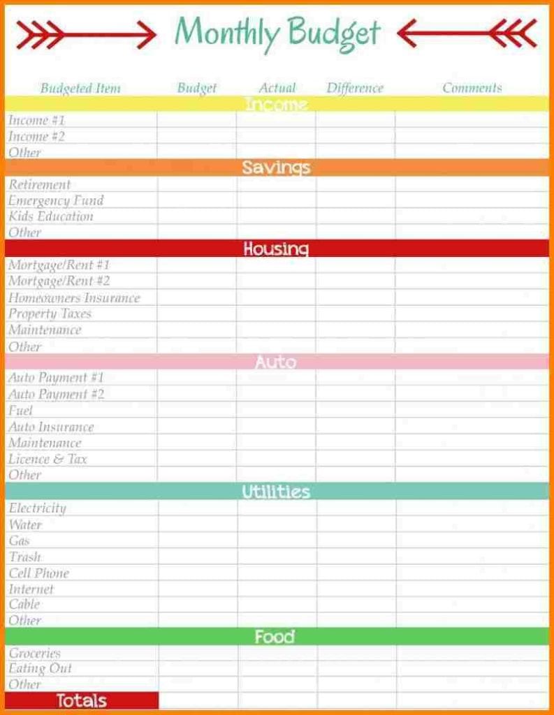 Monthly Budget Templates Excel 1