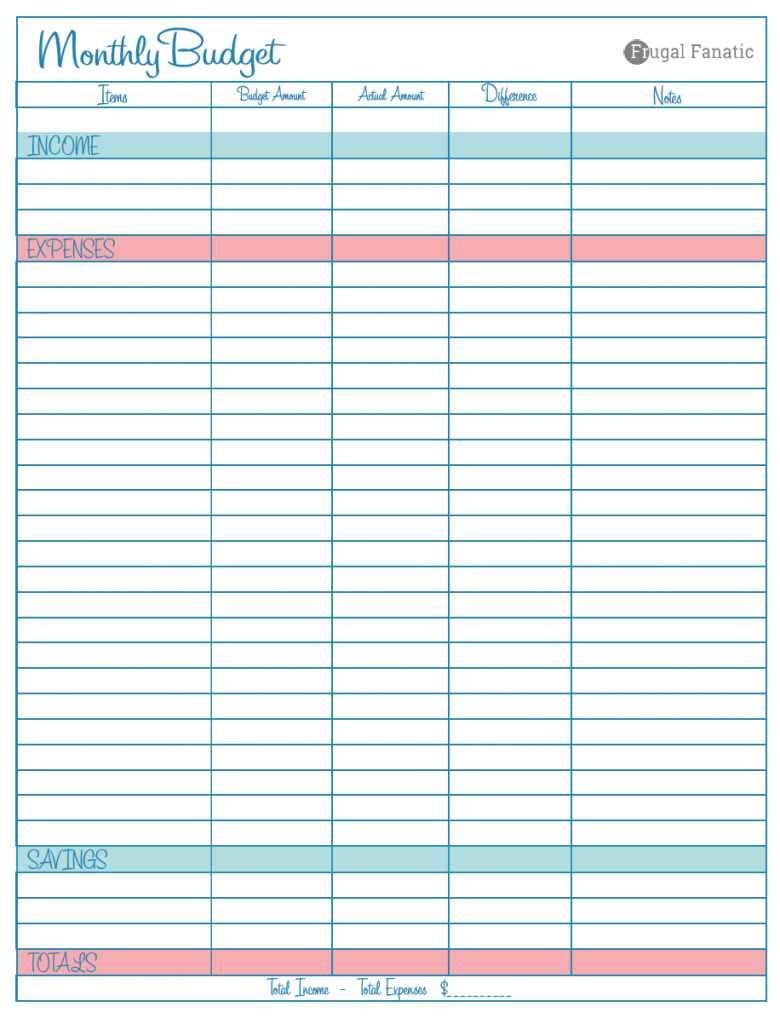 spreadsheets for monthly expenses