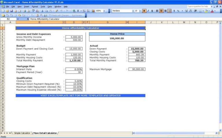 Mortgage Payment Spreadsheet Template — Excelxo.com