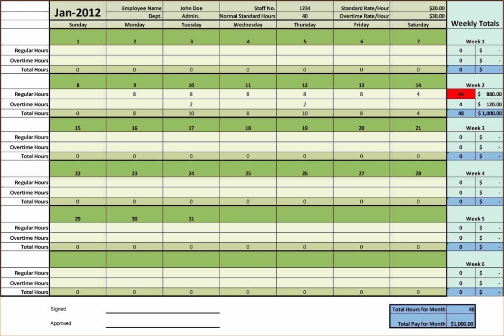 Payroll Calculation Spreadsheet