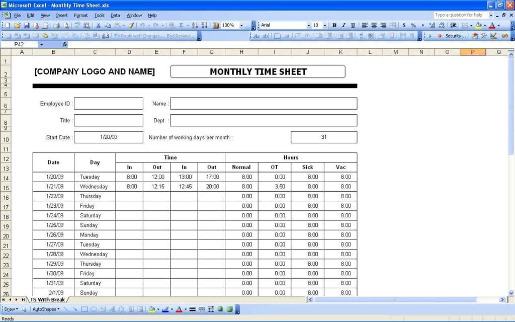 Payroll Spreadsheet With Overtime