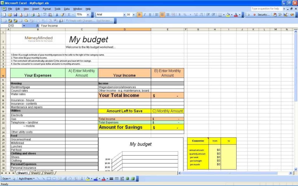 personal budget spreadsheet excel