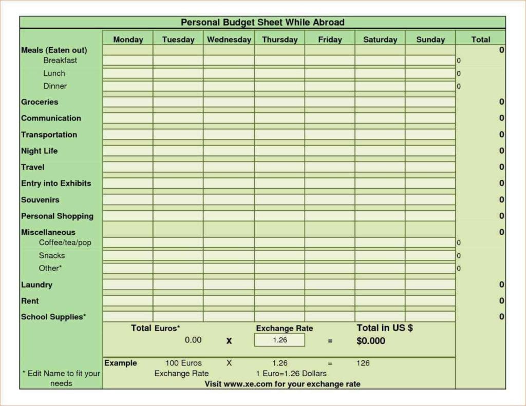 Personal Budget Spreadsheet Templates 1