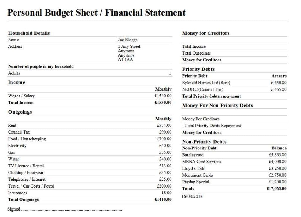 Personal Finance Budget Spreadsheet