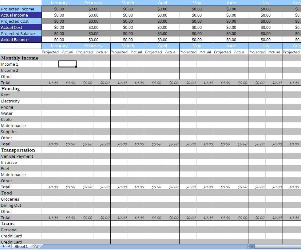 personal finance spreadsheet