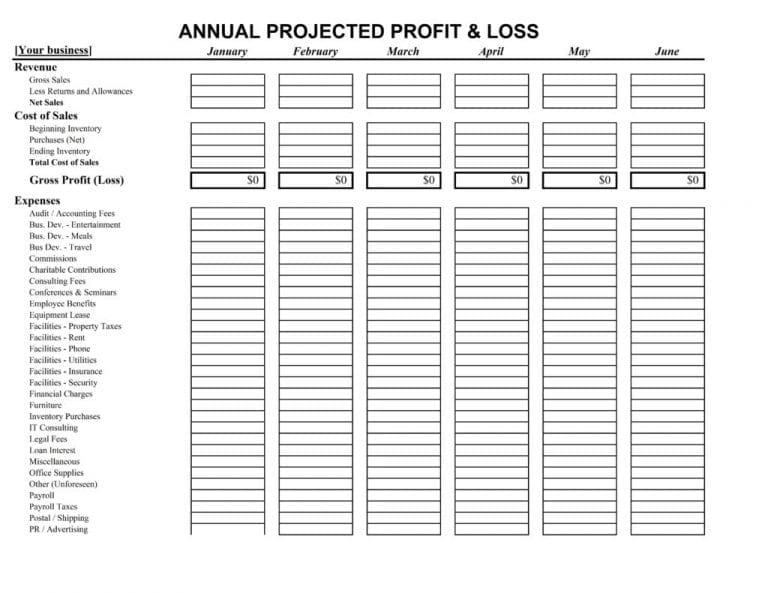 Profit And Loss Spreadsheet Example1 — 6033