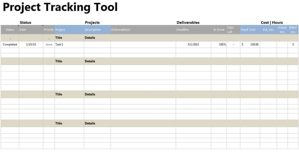 excel template for project management each week