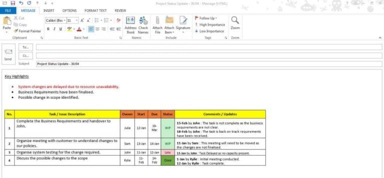 microsoft excel project management template