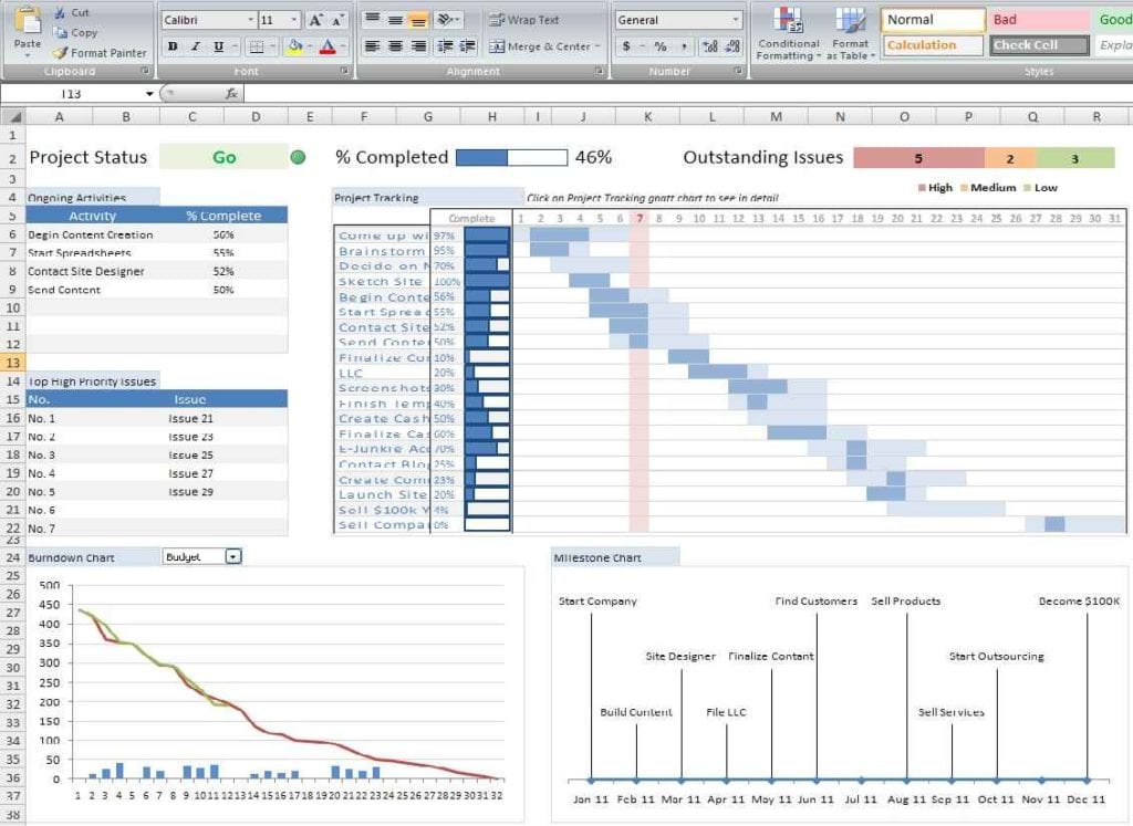 Project Management Spreadsheet Templates —