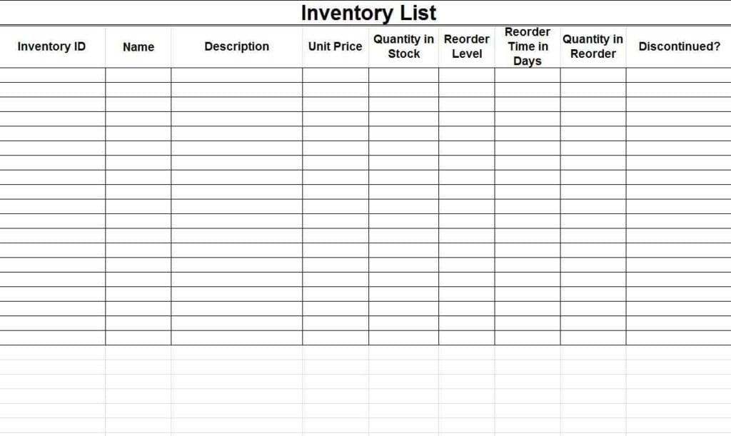Restaurant Inventory Excel
