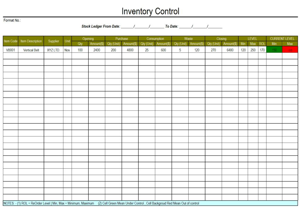 Inventory Tracking Spreadsheet Template — excelxo.com