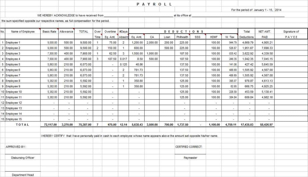 Sample Balance Sheet Excel