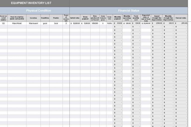 sample excel inventory spreadsheets —