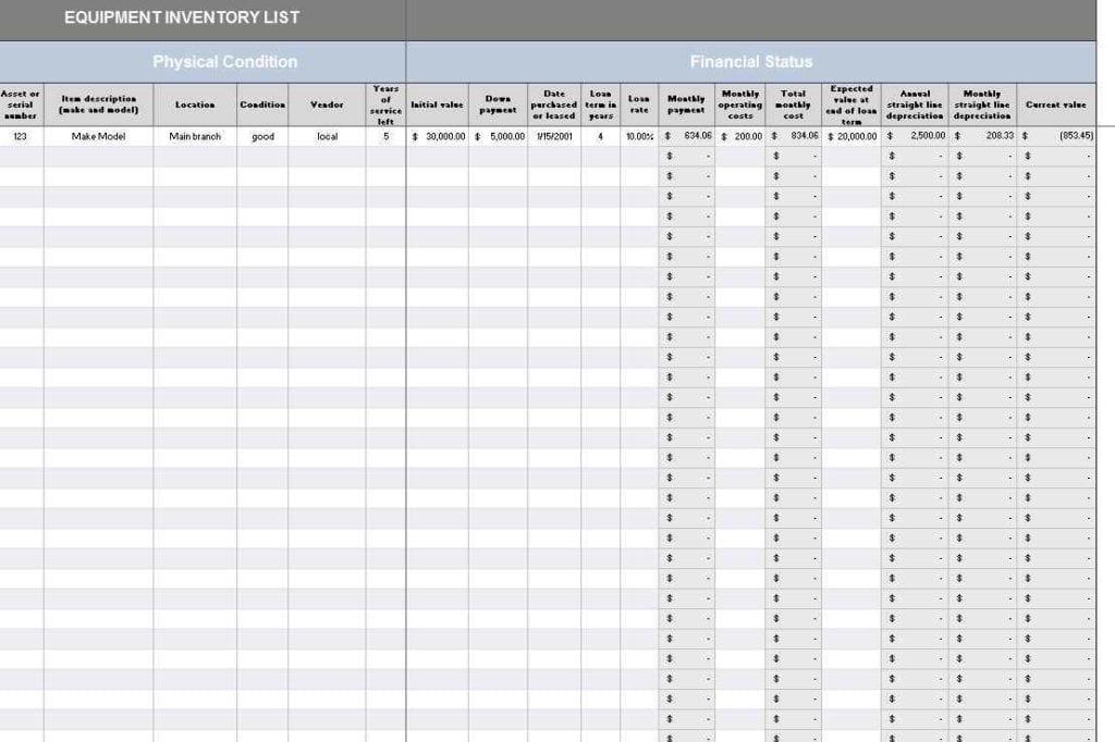 Sample Excel Inventory Spreadsheets