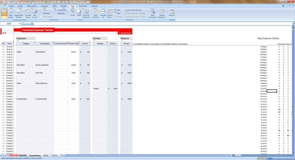 Sample Of Excel Spreadsheet Business Expenses