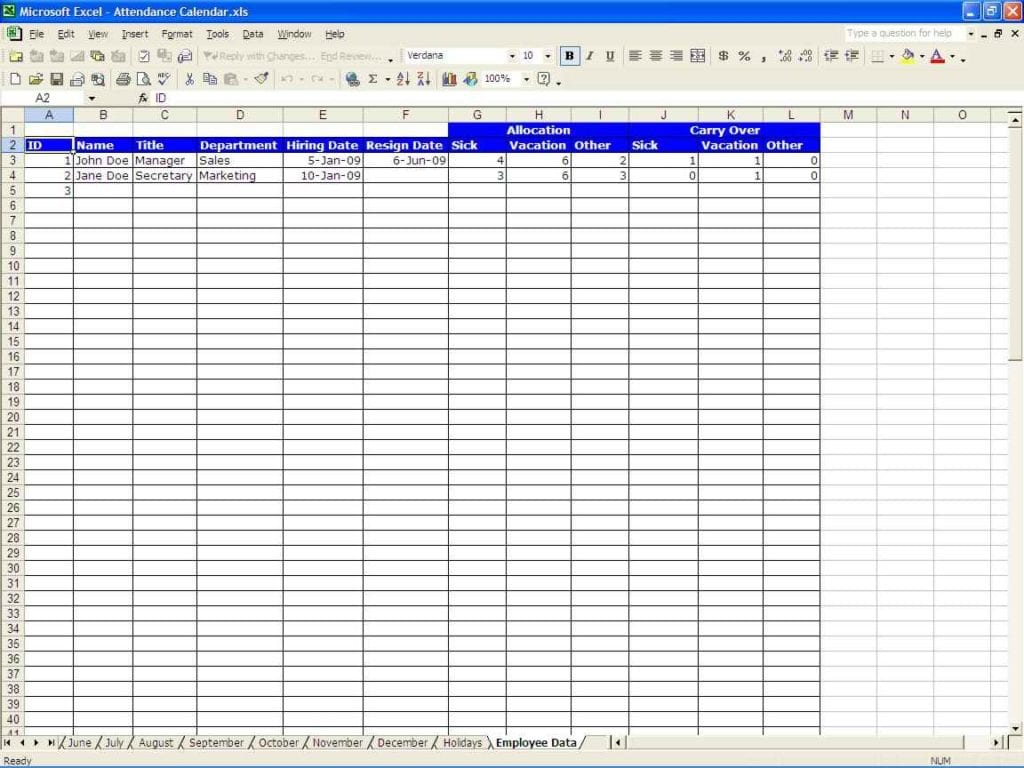 Sample Spreadsheet Data