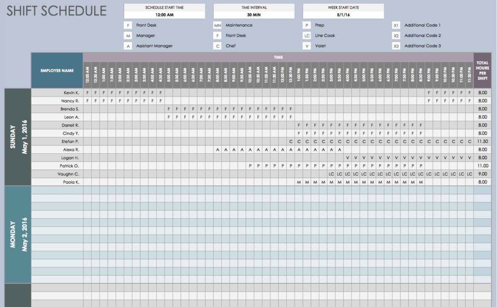 Schedule Sheet Template 1 Excelxo