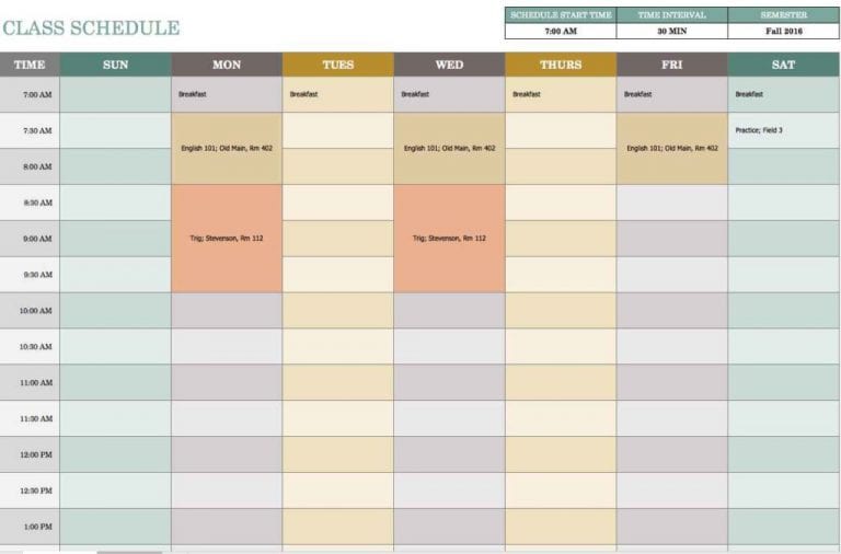 microsoft excel templates for scheduling