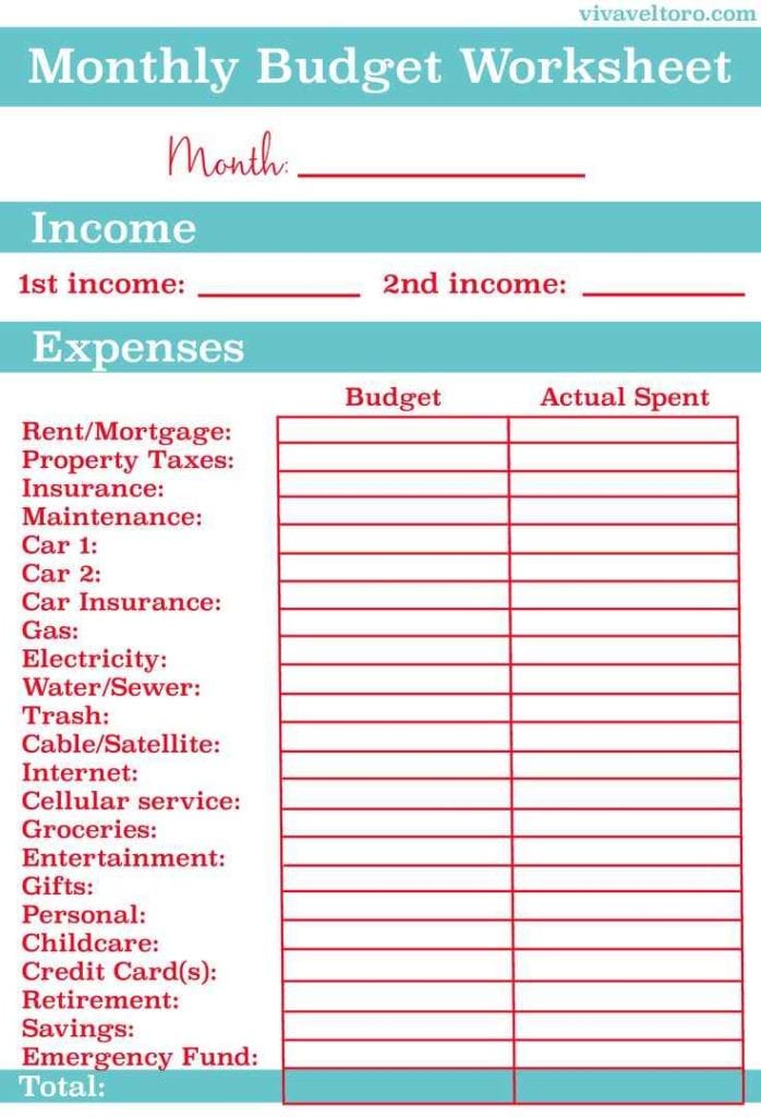 simple monthly budget spreadsheet template 1
