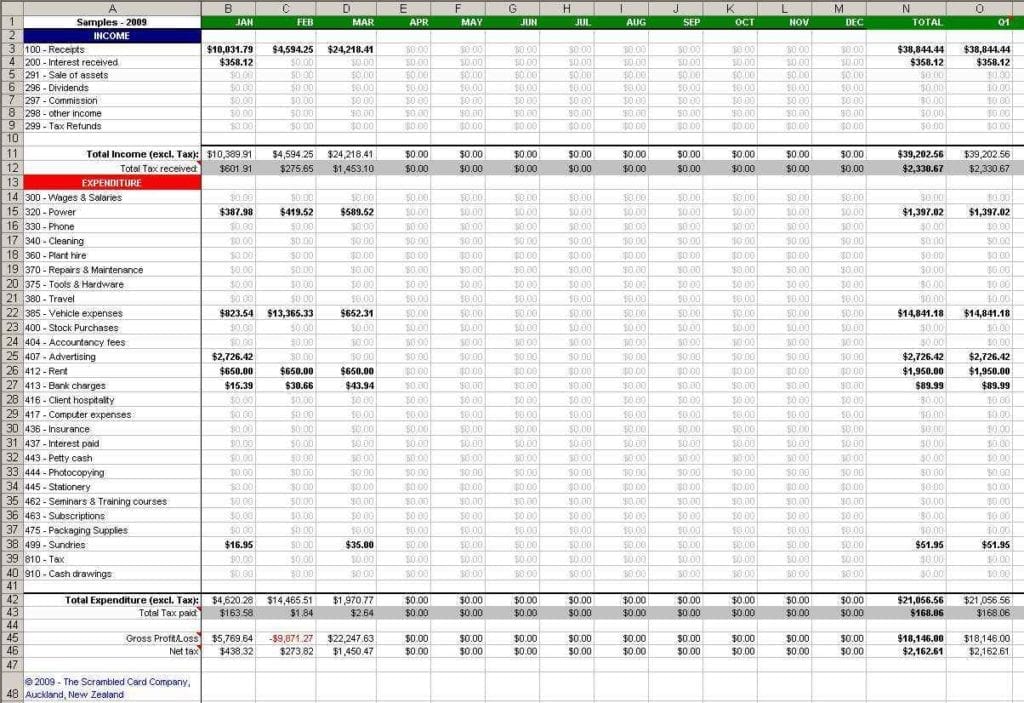 Small Business Accounting Spreadsheet Template Australia