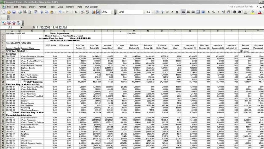 sample of a spreadsheet with monthly expenses