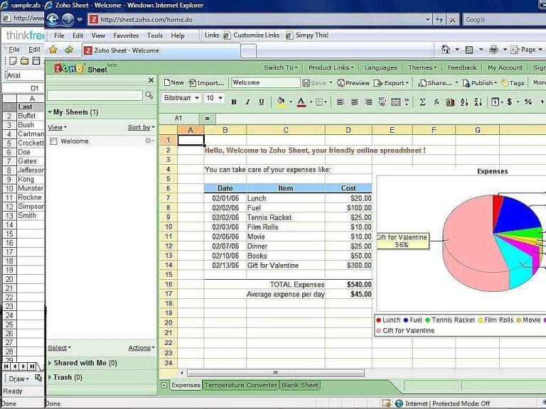 spreadsheet software —