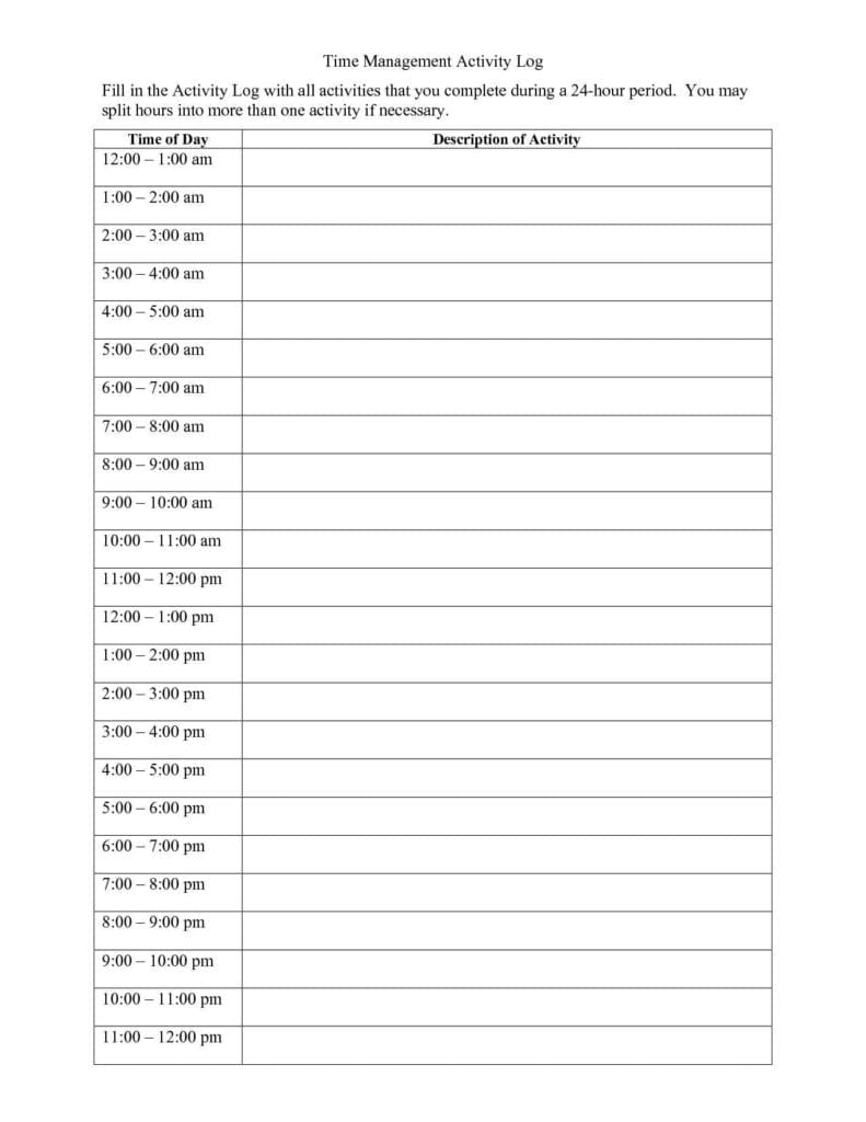 Time Management Sheets For Students