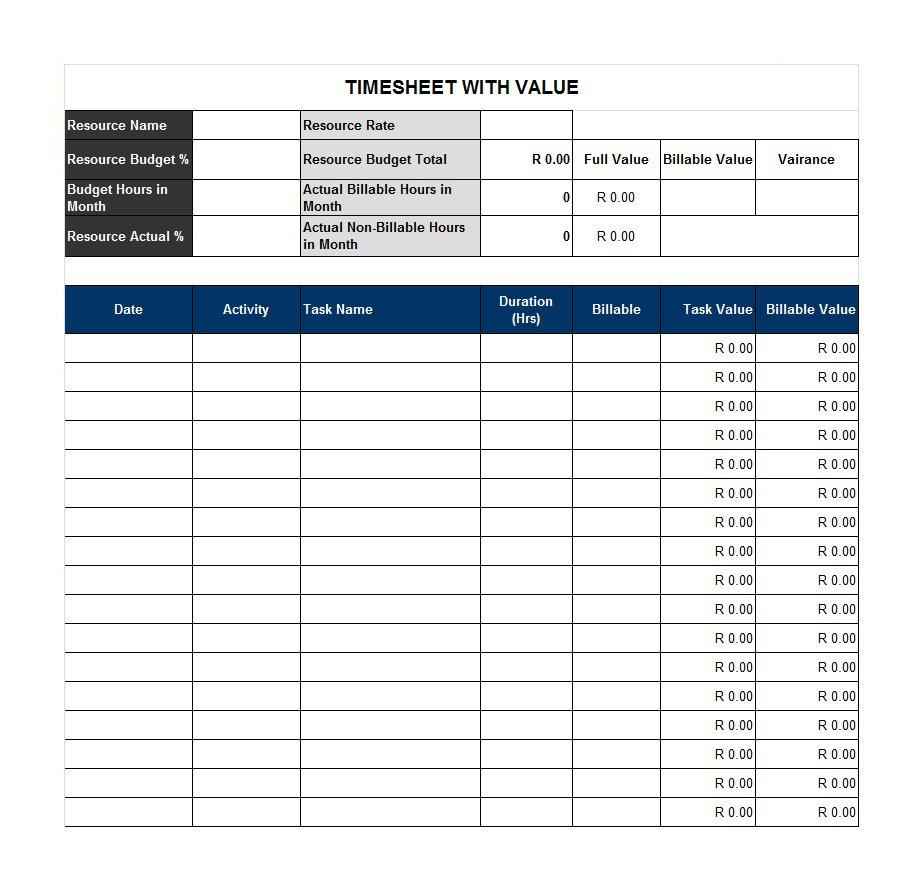 Timesheet Spreadsheet Excel