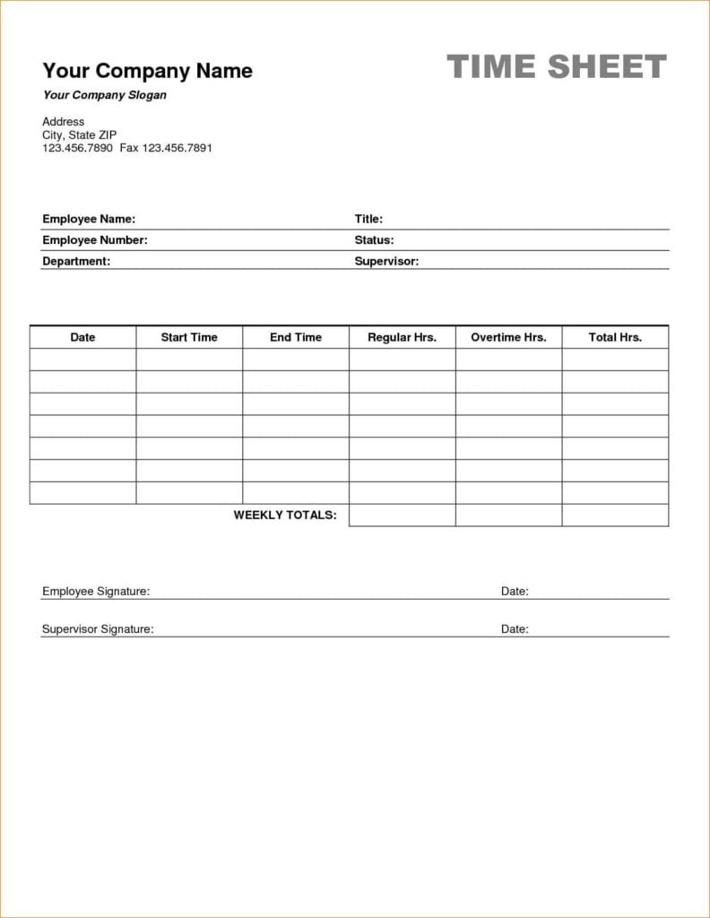 Timesheet Template Excel Free